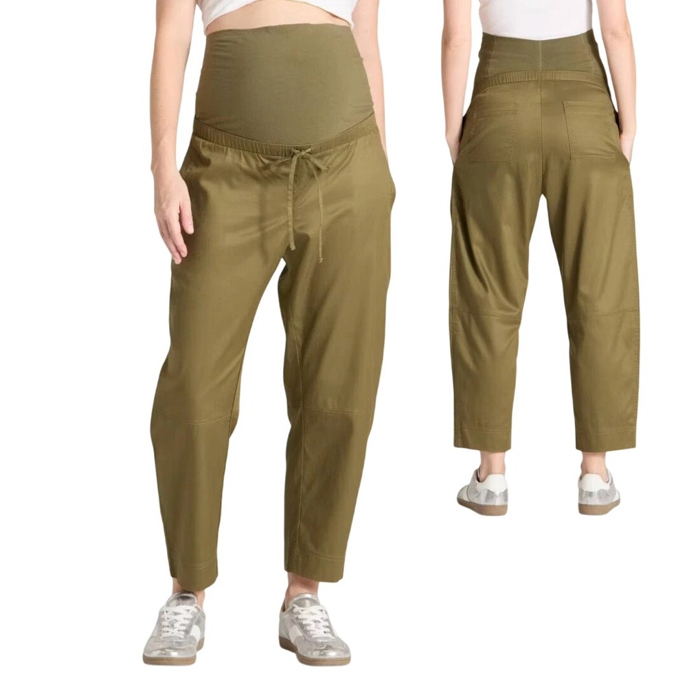 Isabel by Ingrid & Isabel Olive Green Full Panel Maternity Jogger Pants Size XS